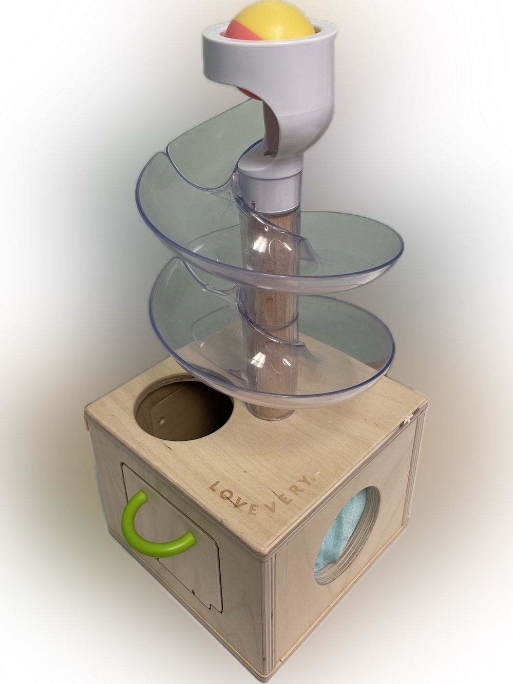 Lovevery Wooden Ball Drop Toy with Spiral Ramp - 2 Balls